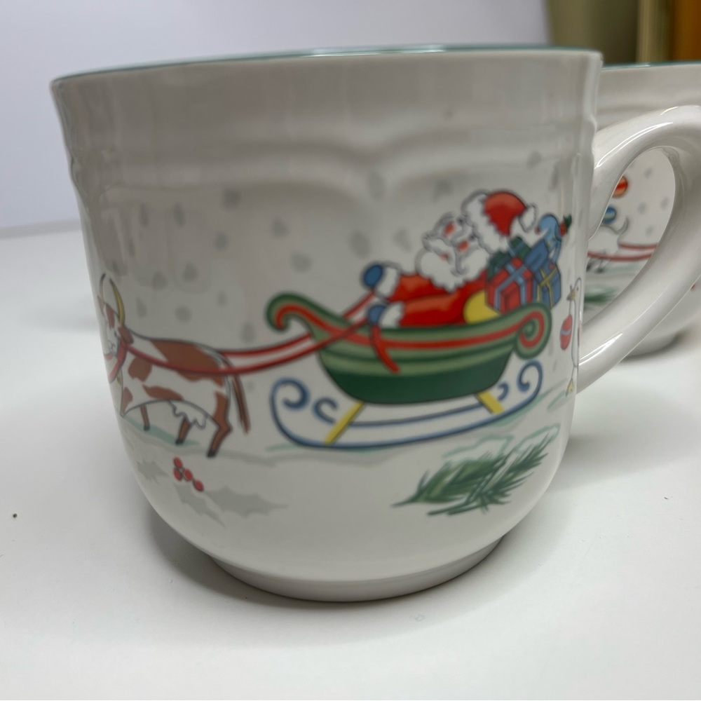 International Tableworks Stoneware Farm Animal Sleigh Coffee Cup Mug
